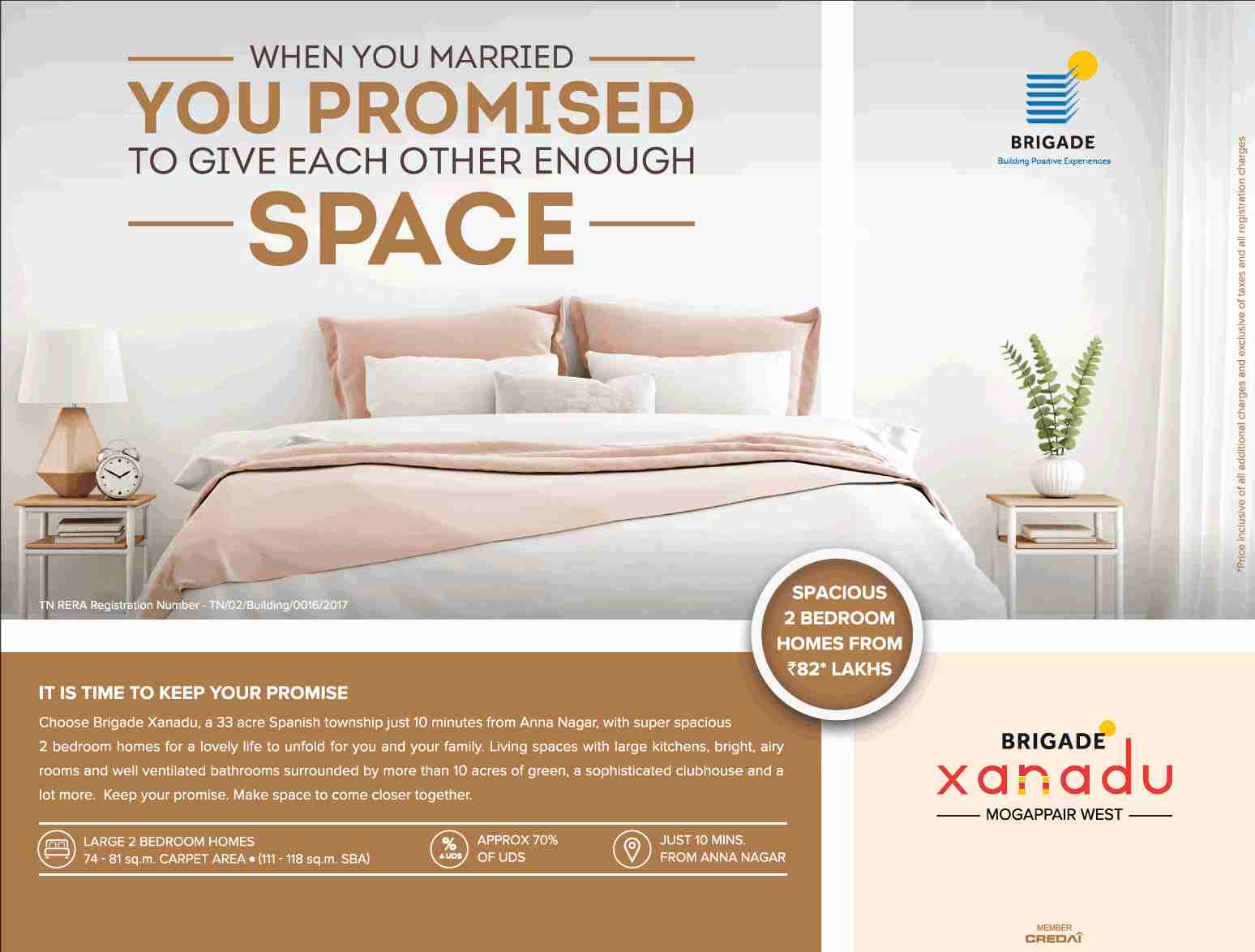 Book spacious 2 BHK homes starting from Rs. 82 Lacs at Brigade Xanadu in Chennai Update